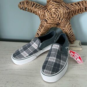 Vans plaid flannel slip ons,  NWT